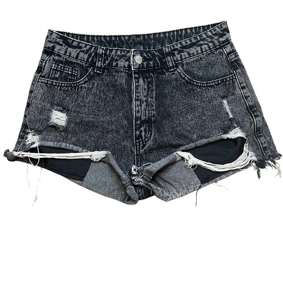 Shein Black Distressed Women's Shorts Size Large - Picture 1 of 8